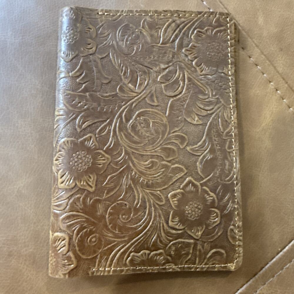 VTG Handcrafted Tooled Leather Passport Or Notebook Holder Boho Western